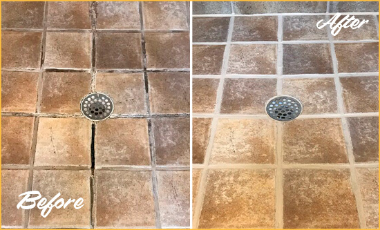 Before and After Picture of Shower Grout Cleaning and Sealing on a Shower with Mold and Mildew