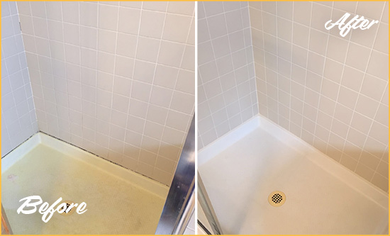 Before and After Picture of a Austin Shower Sealed to Remove and Protect Against Mold