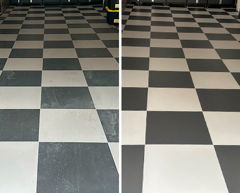 Floor Before and After a Stone Cleaning in Manor, TX