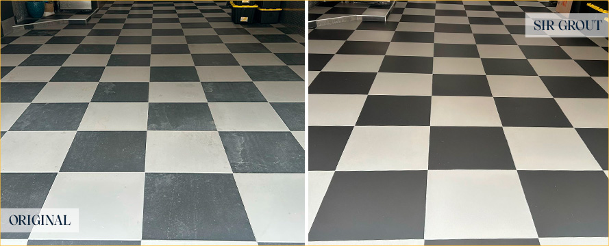 Floor Before and After a Flawless Stone Cleaning in Manor, TX