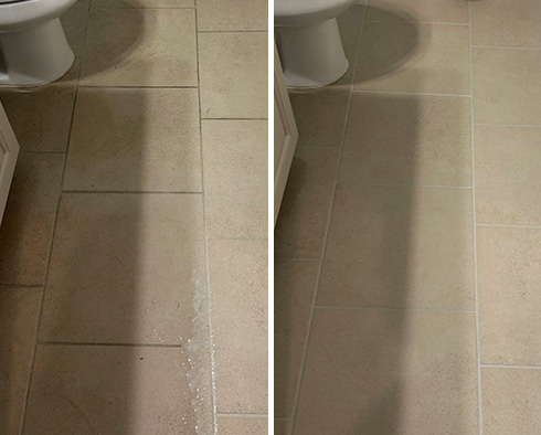 Floor Before and After a Grout Cleaning in The Hills, TX