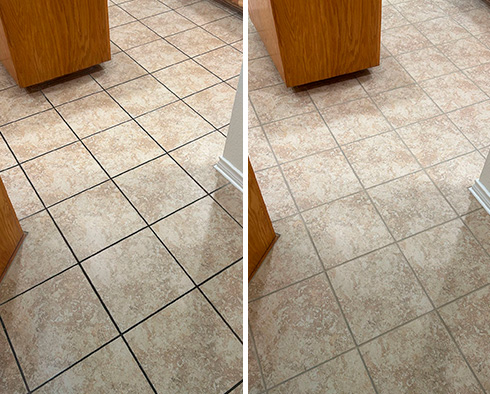 Floor Before and After a Grout Cleaning in The Hills, TX