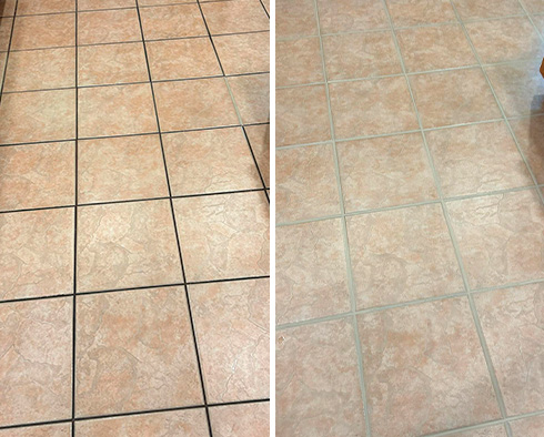 Floor Before and After a Grout Sealing in The Hills, TX