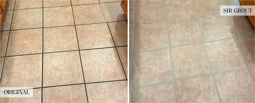 Floor Before and After a Superb Grout Sealing in The Hills, TX
