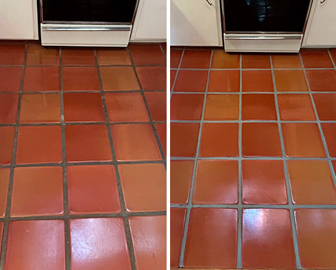 Floor Before and After a Grout Cleaning in The Hills, TX
