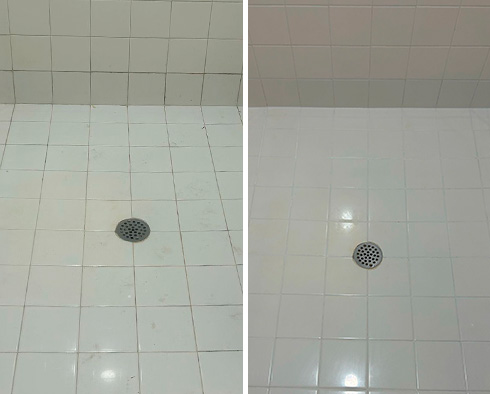 Shower Before and After a Grout Cleaning in Manor, TX