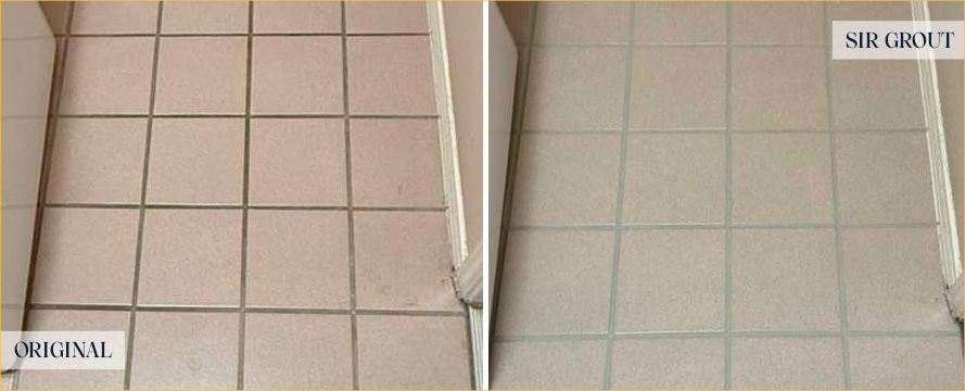 Floor Before and After a Flawless Grout Sealing in Manor, TX