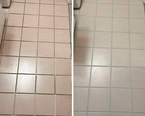 Floor Before and After a Grout Sealing in Manor, TX 