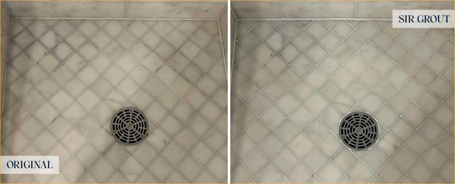 Shower Before and After a Flawless Grout Cleaning in Jonestown, TX