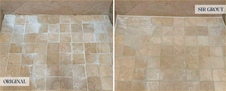 Shower Before and After a Flawless Tile Cleaning in The Hills, TX