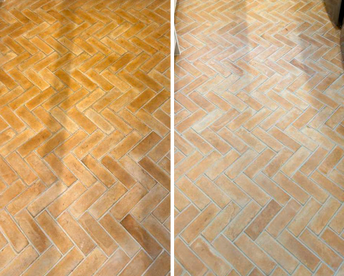 Floor Before and After a Grout Cleaning in The Hills, TX
