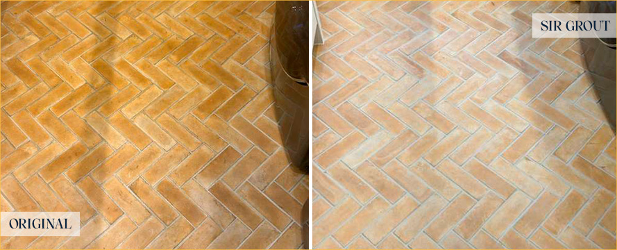Floor Before and After a Superb Grout Cleaning in The Hills, TX