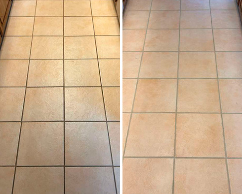 Floor Before and After a Grout Sealing in Austin, TX