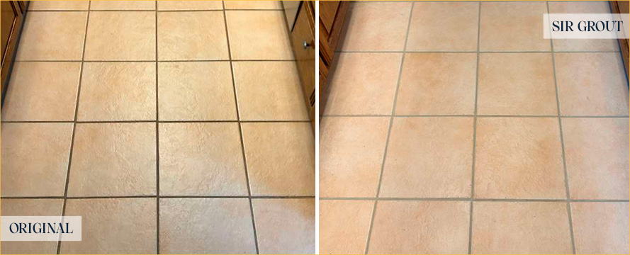 Floor Before and After a Flawless Grout Sealing in Austin, TX