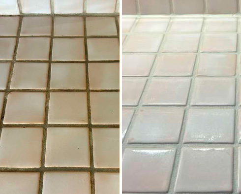 Countertop Before and After a Grout Cleaning in Manor, TX