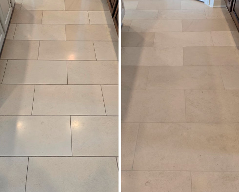Floor Before and After a Grout Cleaning in Manor, TX 