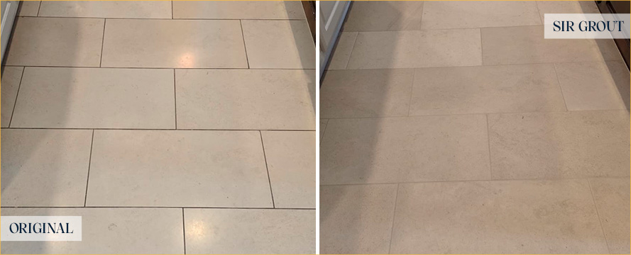 Floor Before and After an Excellent Grout Cleaning in Manor, TX 