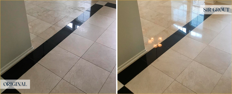 Floor Before and After a Flawless Stone Polishing in The Hills, TX