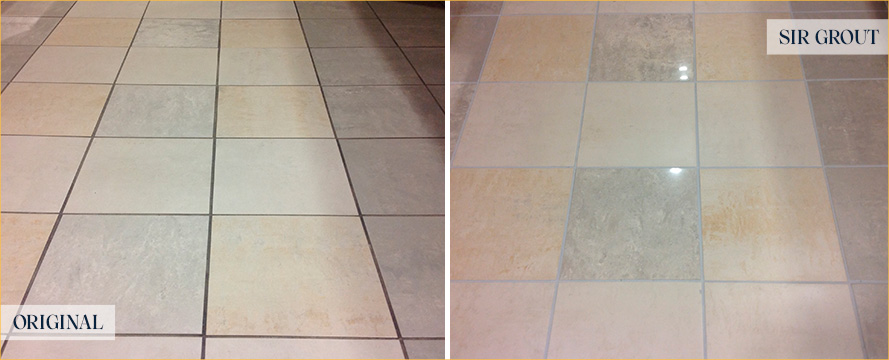 Floor Before and After an Excellent Grout Cleaning in Austin, TX
