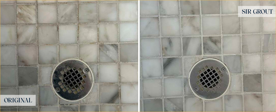 Shower Before and After an Excellent Grout Sealing in Point Venture, TX