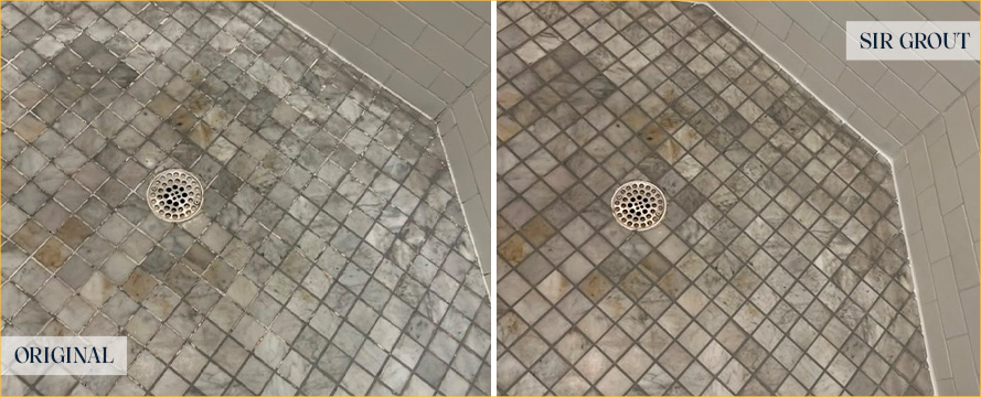Shower Before and After a Flawless Tile Cleaning in Manor, TX