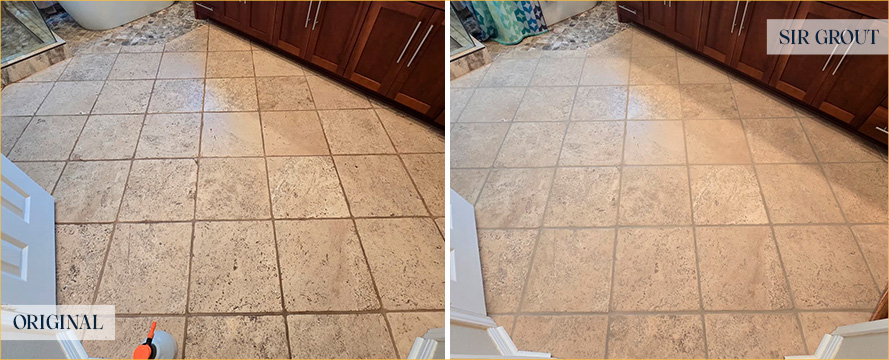 Bathroom Floor Restored by Our Tile and Grout Cleaners in Briarcliff, TX