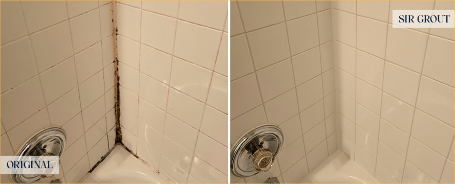 Shower Before and After an Excellent Tile Cleaning in Webberville, TX