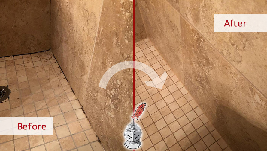 Before and After Picture of a Grout Cleaning Service in Austin, Texas