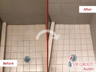 Before and After Picture of Our Hard Surface Restoration in Austin, TX