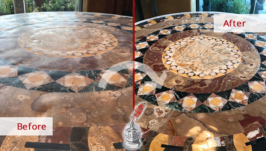 Picture of a Natural Stone Table After a Stone Polishing Job in Austin, TX