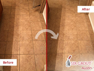 Before and After a Tile and Grout Cleaning in Buda, TX