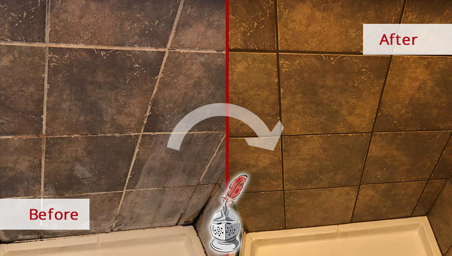 Tile Shower Before and After a Tile Cleaning in Pflugerville, TX