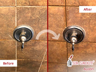 Before and After Picture of a Tile Cleaning in Pflugerville, TX