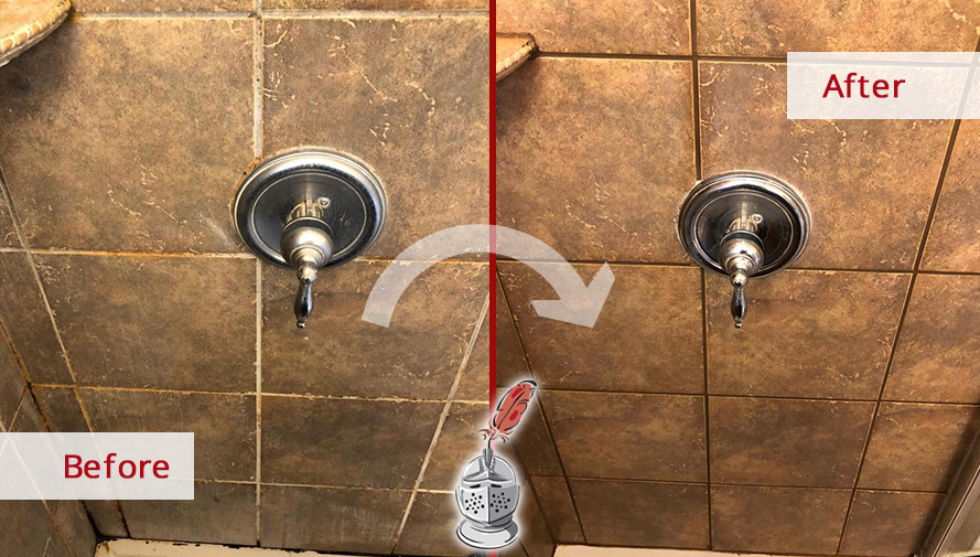 Dirty Shower Before and After a Tile Cleaning in Pflugerville, TX