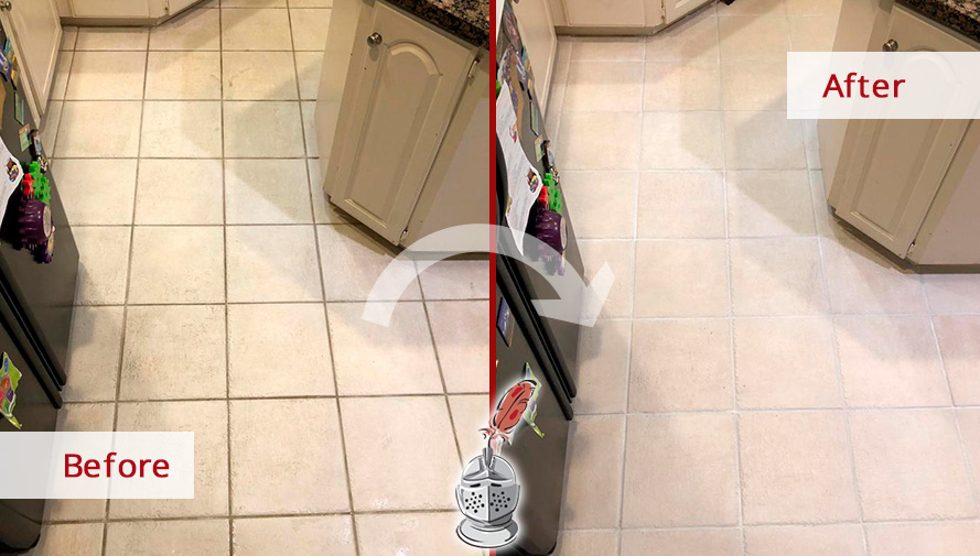 Image of a Floor After a Grout Cleaning in Austin