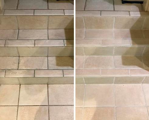 Before and After Image of a Grout Cleaning in Austin