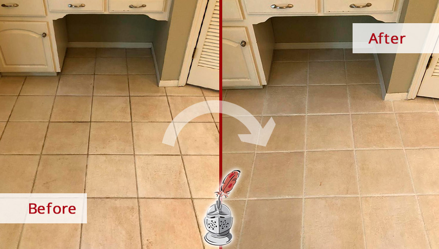 Image of a Ceramic Floor After a Grout Cleaning in Austin