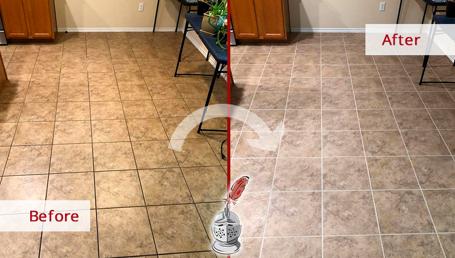 Before and After Picture of This Floor Grout Cleaning in Pflugerville, Texas