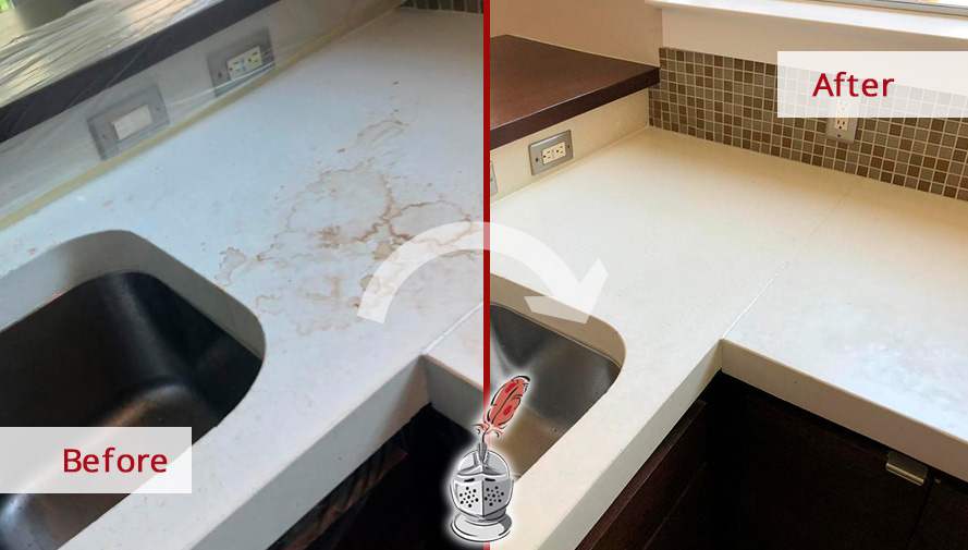 Countertop Before and After a Stone Cleaning in Austin, Texas