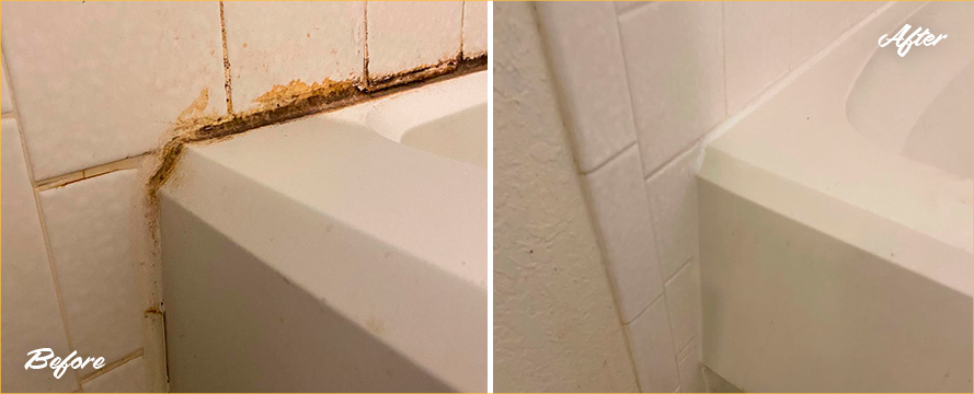 Picture of a Shower Before and After a  Professional Grout Cleaning in Austin, TX