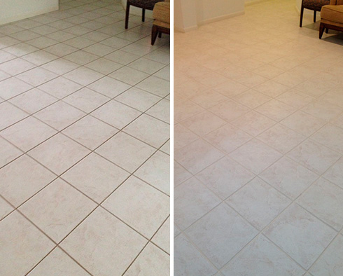 Before and After Our Living Room Grout Cleaning in Rollingwood, TX