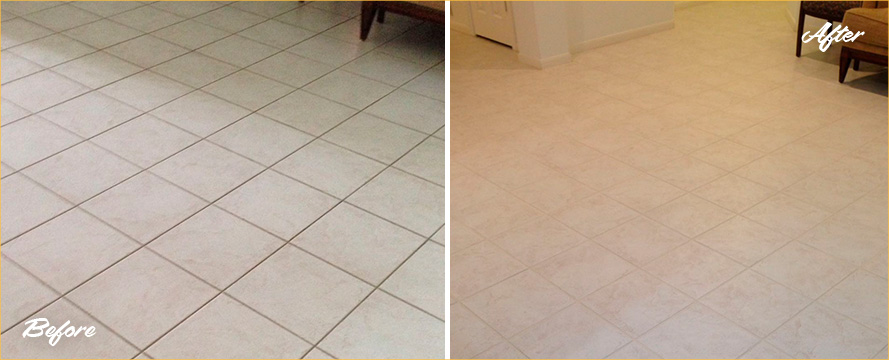 Before and After Our Living Room Grout Cleaning in Rollingwood, TX