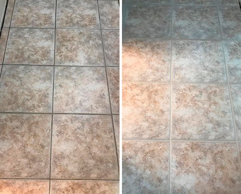 Before and After Our Home Floor Grout Cleaning in Webberville, TX