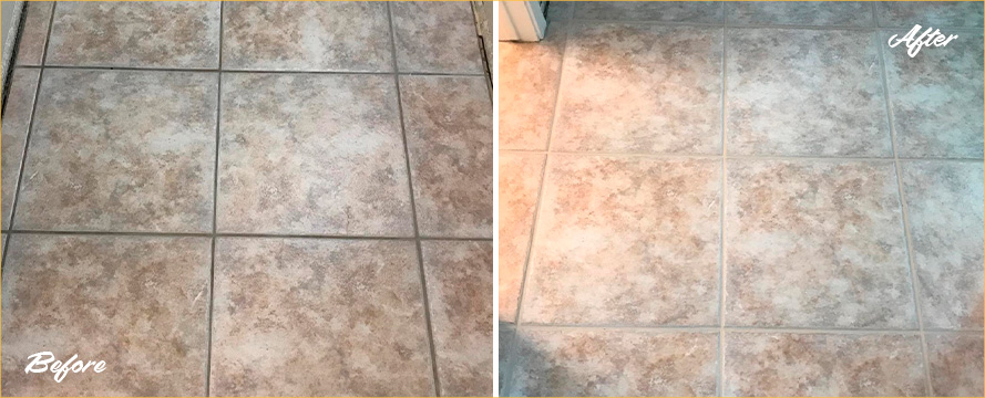 Before and After Our Home Floor Grout Cleaning in Webberville, TX