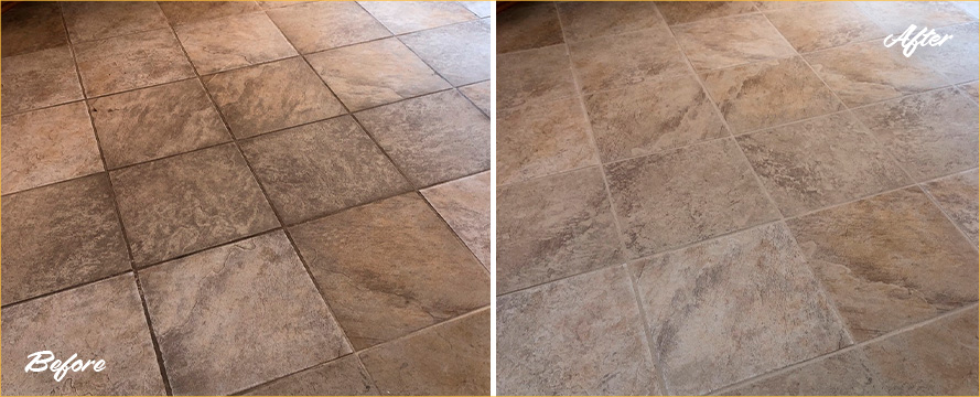 Picture of a Floor Before and After a Superb Tile Cleaning in Rollingwood, TX