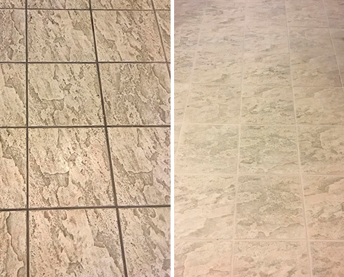 Floor Before and After a Grout Sealing in Lago Vista, TX 