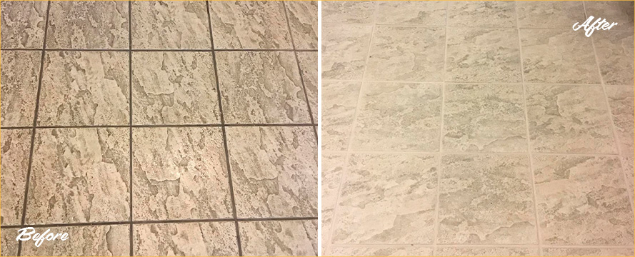 Floor Before and After a Professional Grout Sealing in Lago Vista, TX 