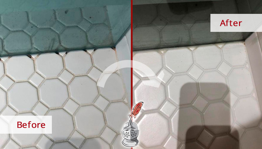 Bathroom Floor Before and After Our Grout Sealing in Austin, TX