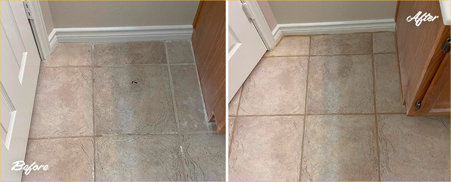 Bathroom Floor Before and After Our Grout Sealing in Austin, TX