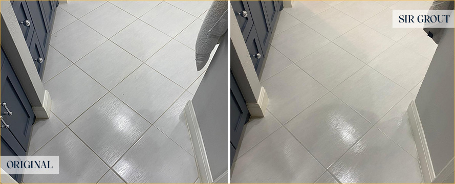 Floor Before and After a Professional Grout Sealing in Austin, TX